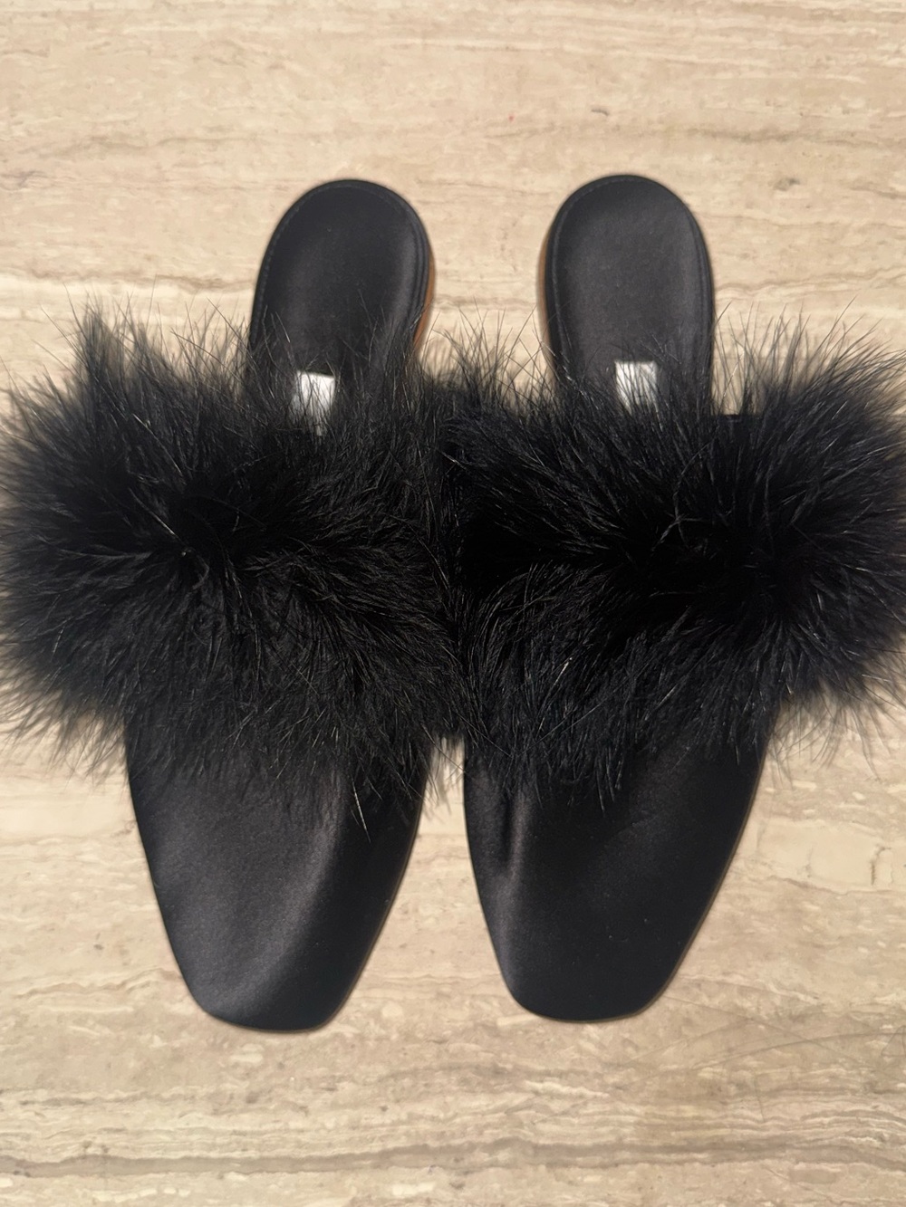 Sleeper Black Faux-Fur Slide Mules
